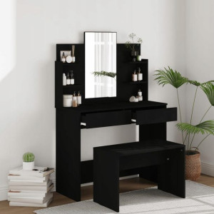 Toaletka z lustrem, czarna, 96x40x142 cm Lumarko!