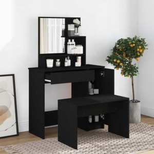 Toaletka z lustrem, czarna, 86,5x35x136 cm Lumarko