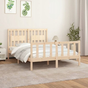 Rama łóżka z wezgłowiem, lite drewno sosnowe, 120x