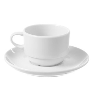 Filiżanka Sztaplowana Ze Spodkiem Bianco 90 Ml Porcelana Biała