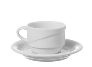 Filiżanka Sztaplowana Ze Spodkiem Gourmet 90 Ml Porcelana Biała
