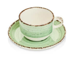 Filiżanka Ze Spodkiem Nefryt 230 Ml Porcelana Fine Dine Zielona