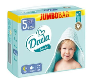 Pieluchy jednorazowe Dada Extra Soft 5 JUNIOR 15‑25 kg 68 szt Jumbo bag