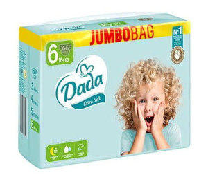 Pieluchy  jednorazowe Dada Extra Soft 6 EXTRA LARGE 16+ kg 66 szt Jumbo bag