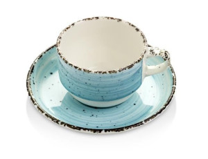 Filiżanka Ze Spodkiem Turkus 230 Ml Porcelana Fine Dine Niebieska