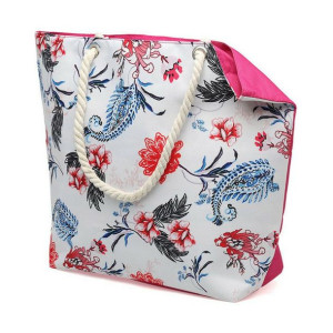 Torba na plażę 55,5 x 39 cm Różowy Kvety Czerwony