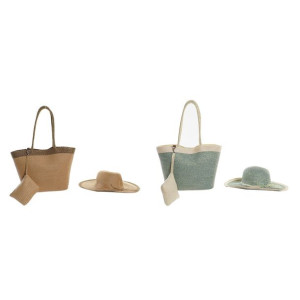 Torba na plażę DKD Home Decor 43 x 10 x 28 cm Beżowy Brązowy Kolor Zielony