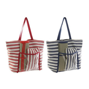 Torba na plażę DKD Home Decor 55 x 17 x 35 cm Płótno Czerwony Niebieski