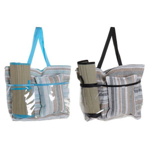 Torba na plażę DKD Home Decor 44 x 23 x 62 cm Płótno Szary Niebieski