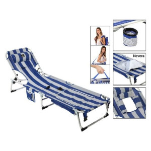 Leżak plażowy Aluminium Niebieski / Biały (185 x 57 x 26 cm)