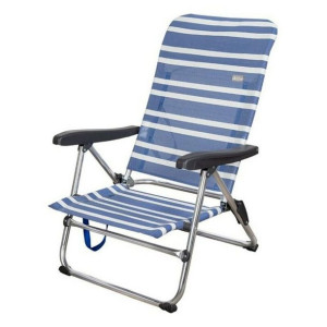 Fotel plażowy Mykonos Niebieski / Biały Aluminium (61 x 50 x 85 cm)