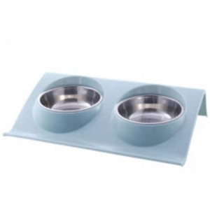 PETSTORY Podwójna Miska Metalowa Psa Kota 2x350ml