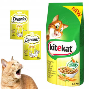 KITEKAT 12kg sucha karma dla kotów kurczak warzywa