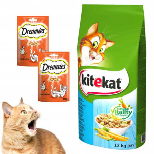 KITEKAT 12kg sucha karma dla kotów ryba warzywa