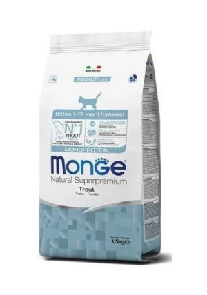 MONGE Monoprotein Kitten, 400g - kompletna karma dla kociąt z pstrągiem, 40
