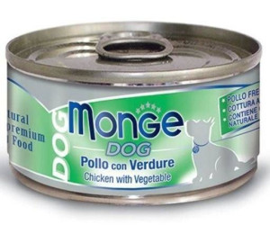MONGE Natural Dog Karma dla psa Kurczak z warzywami 95g - mokra karma dla p