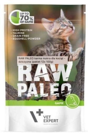 VETEXPERT RAW PALEO Kitten game 100 g mokra karma dla kociąt dziczyzna