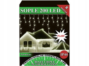 Sople Zewnętrzne 200 Led Flash Iskra Białe Ciepłe