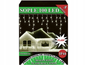 Sople Zewnętrzne 100 Led Flash Iskra Białe Ciepłe