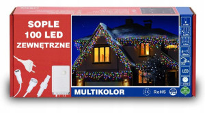 Sople Zewnętrzne 100 Led Lampki Choinkowe Multi