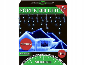 Sople Zewnętrzne 200 Led Lampki Choinkowe Niebies