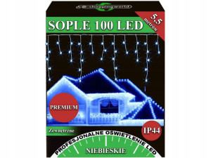 Sople Zewnętrzne 100 Led Lampki Choinkowe Niebiesk
