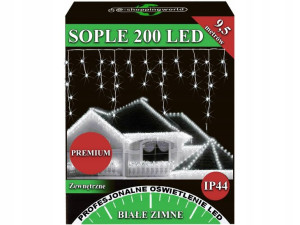 Sople Zewnętrzne 200 Led Lampki Choinkowe Białe