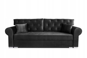 CZARNA PIKOWANA SOFA Glamour PLUSZOWA Producent