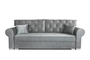 Szara Pikowana Sofa Glamour Wygodna Stylowa Plusz