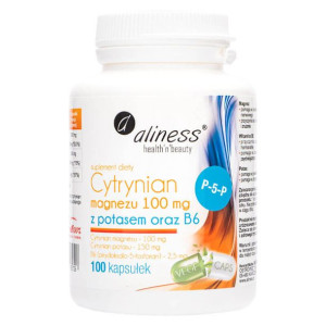 Aliness Cytrynian Magnezu 100 mg z potasem 150 mg i witaminą B6 100 kap.
