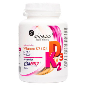 Aliness Witamina K2 Menachinon-7 MK-7 100 mcg i D3 50 mcg 60 kapsułek