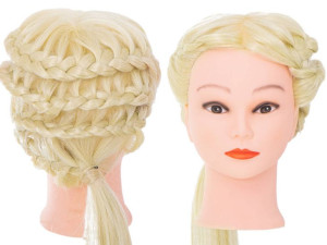Głowa fryzjerska treningowa naturalne włosy blond