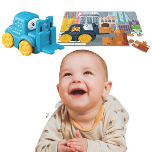 Zestaw Mini Auto Z Puzzlami 25  Koparka 2W1 Dzieci