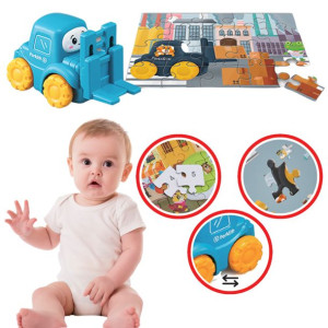 Zestaw Mini Auto Z Puzzlami 25 Podnośnik  Dzieci