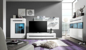 HR39 Komoda RTV TV 160  HEKTOR Biały Laminat / Biały Połysk