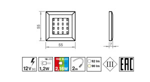 Oświetlenie LED QUATRO 1P niebieskie