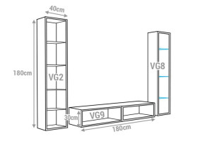 Meblościanka VIGO NEW 5 Biały/Czarny połysk