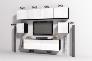 Meblościanka ONYX 13 Góra: Biały / Dół: Czarny
