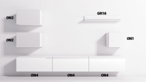 Meblościanka ONYX 4 Biały mat / Front Biały połysk
