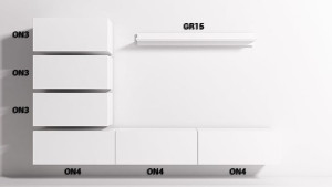 Meblościanka ONYX 5 Biały mat / Front Biały połysk