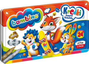 Bambino Kredki Świecowe 24 Kolory Metalowe Pudełko
