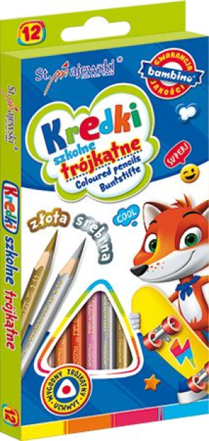 Bambino Kredki Szkolne Ołówkowe Trójkątne 12 Kolorów