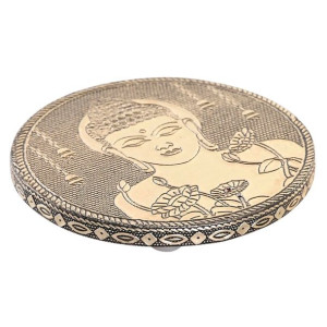 Uchwyt DKD Home Decor Ø 10 cm Drewno Budda Aluminium Arabia