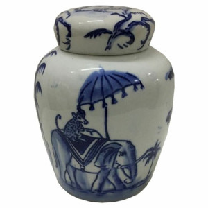Wazon DKD Home Decor Słoń Porcelana Niebieski 16 x 16 x 20 cm Biały