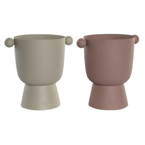 Wazon DKD Home Decor 27 x 19,5 x 27,5 cm Beżowy Różowy Żelazo (2 Sztuk)