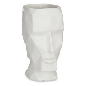 Wazon Twarz 3D Biały Polyresin (12 x 24,5 x 16 cm)