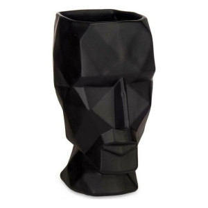 Wazon Twarz 3D Czarny Polyresin (12 x 24,5 x 16 cm)