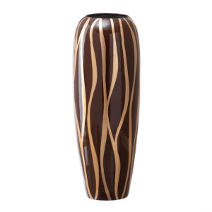 Wazon Zebra Ceramika Złoty Brązowy 18 x 18 x 48 cm