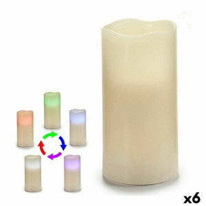 Świeca LED Krem Plastikowy Wosk (7,5 x 14,8 x 7,5 cm) (6 Sztuk)