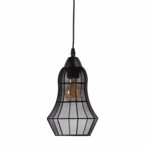 Lampa Sufitowa Tkanina syntetyczna Czarny Metal